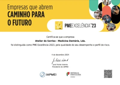 certificado pme excelencia atelier do sorriso almancil