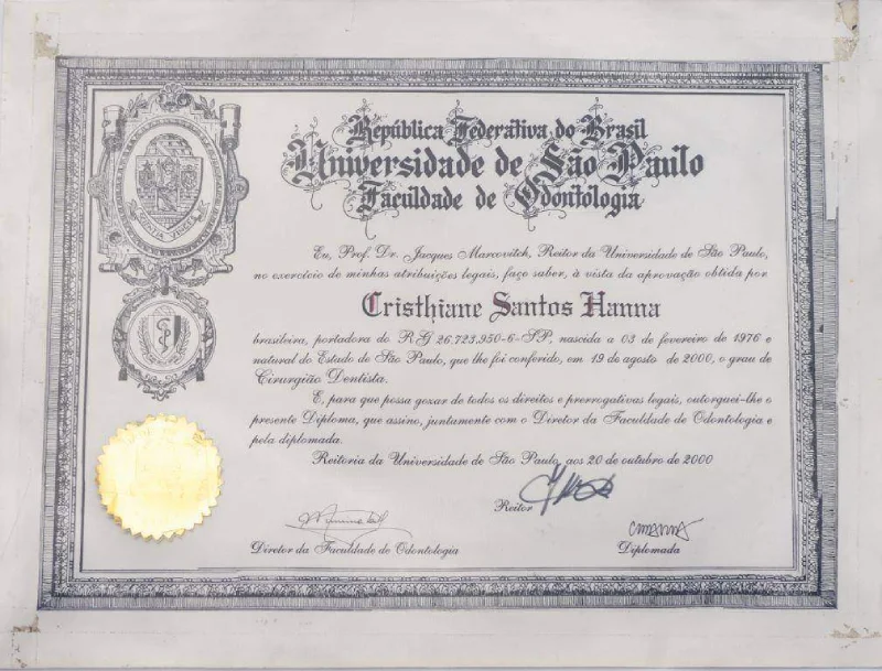 certificado-cirurgiao-dentista-faculdade-odontologia-unifesp-br-cristhiane-hanna